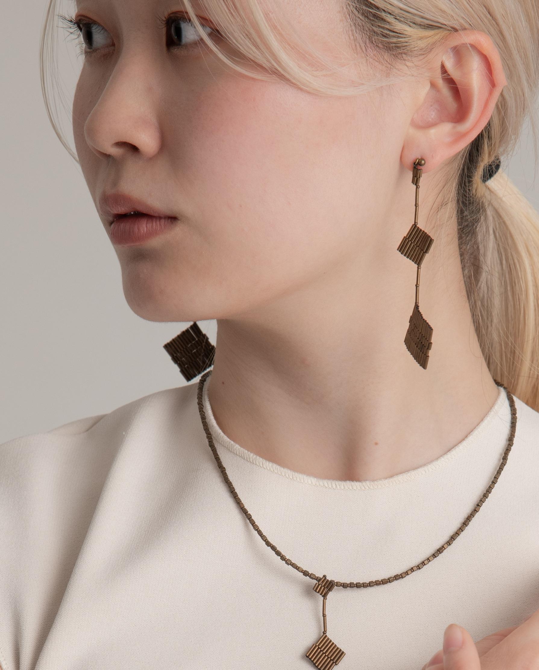 ブロンズビーズピアス・イヤリング（兆し001-PAS）兆しシリーズ